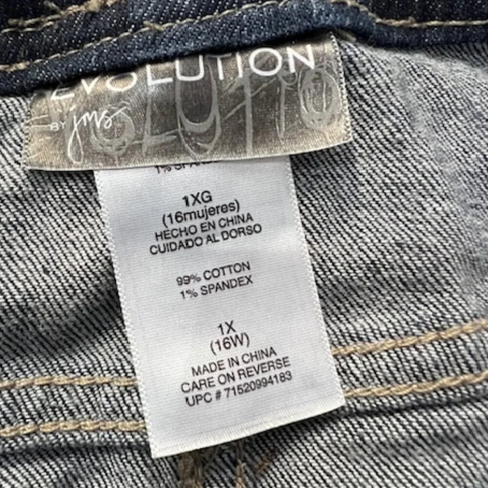 Evolution by JMS Womans Jean Skirt with Riveted Pockets and Studs on sides, 1X